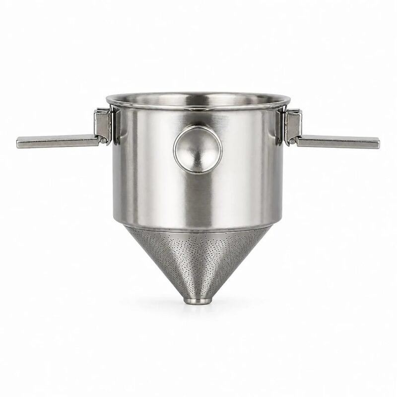 Stainless Hanging Ear Coffee Funnel, side profile