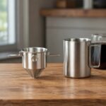 Stainless Hanging Ear Coffee Funnel, at rest