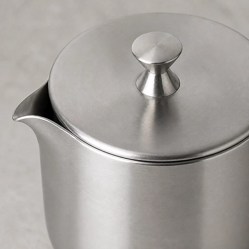 Stainless Steel Milk Pitcher with Lid, detail