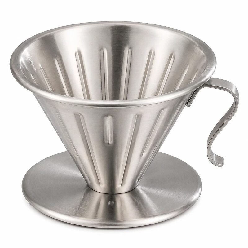 Stainless Pour Over Dripper, 02 Size, top three-quarter angle