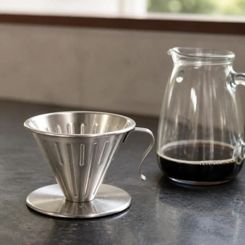 Stainless Pour Over Dripper, 02 Size, at rest