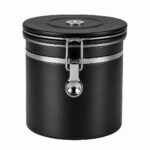 Stainless Steel Coffee Canister with One-Way Valve — side angle Stainless Steel Coffee Canister with One-Way Valve, side angle