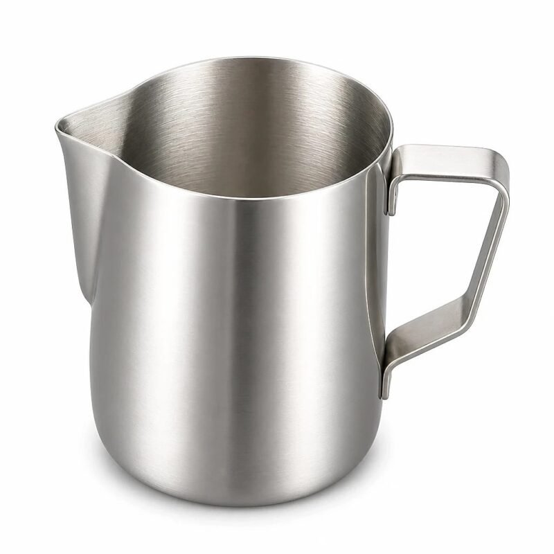 Stainless Steel Milk Frothing Jug, top three-quarter angle