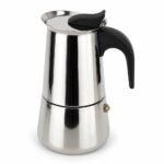Stainless Steel Moka Pot, 300 ml, top three-quarter angle