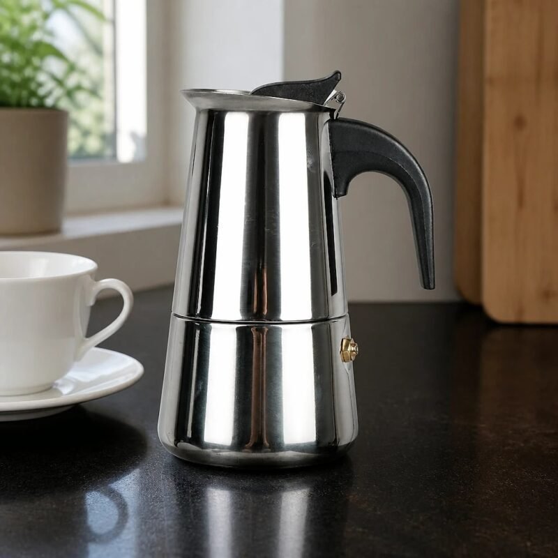Stainless Steel Moka Pot, 300 ml, at rest