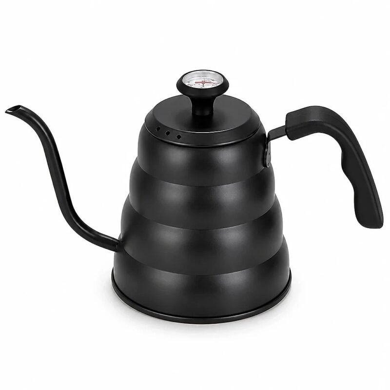 Stainless Steel Pour Over Kettle with Lid Thermometer, side angle