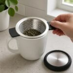Tea Infuser Basket with Lid, in use