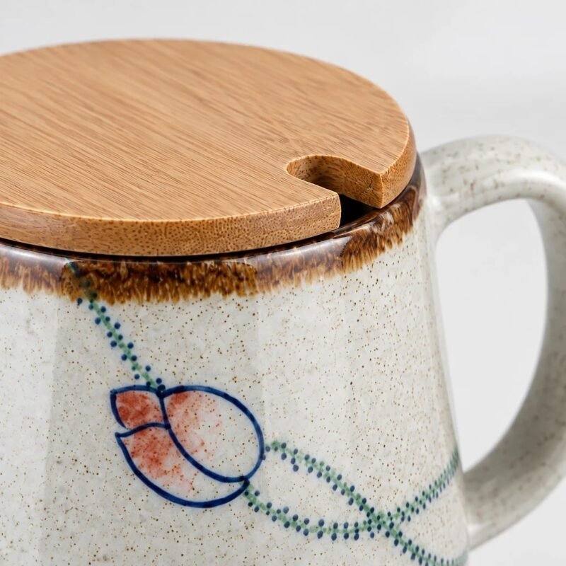 Ceramic Mug with Lid and Spoon