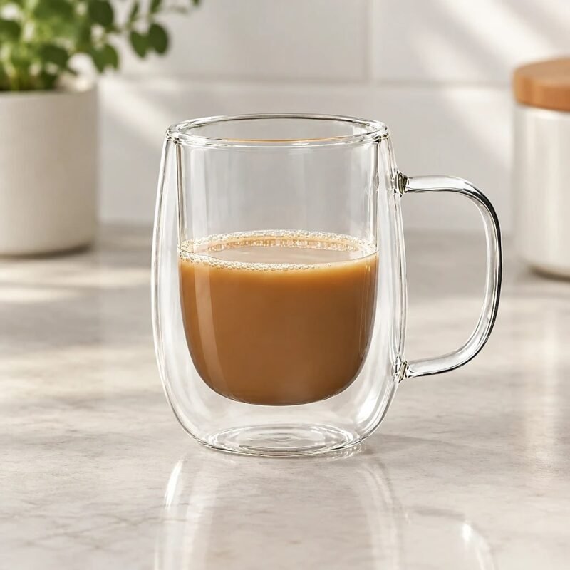 Double Wall Glass Coffee Cup, 450 ml