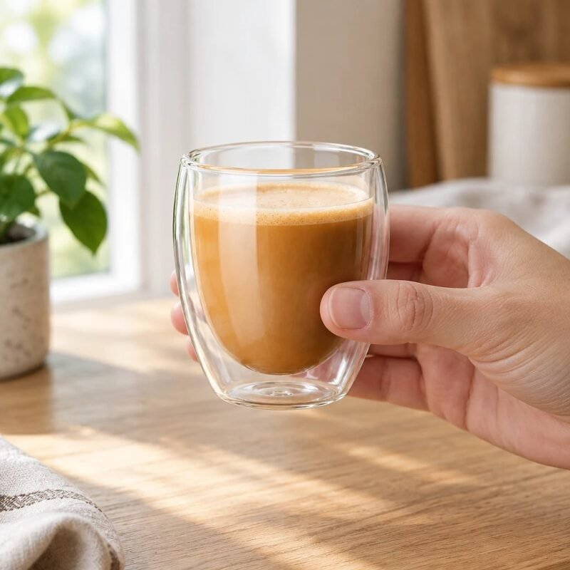 Double Wall Glass Cup, 80 ml