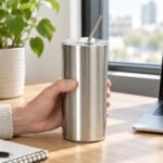 Insulated Tumbler with Straw, 600ml, in use Insulated Tumbler with Straw, 600ml
