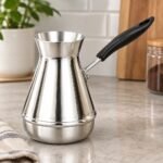Stainless Steel Moka Pot, 650ml, at rest Stainless Steel Turkish Coffee Pot, 650ml